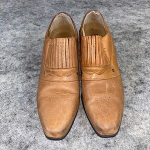 dingo Tan Leather Western Slip-On Ankle Boots